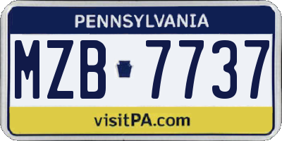 PA license plate MZB7737