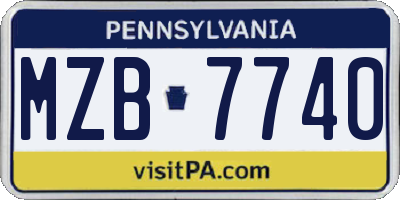 PA license plate MZB7740