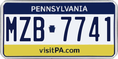 PA license plate MZB7741
