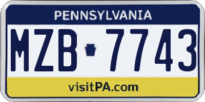 PA license plate MZB7743
