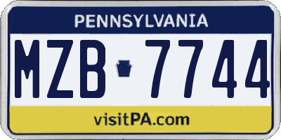 PA license plate MZB7744