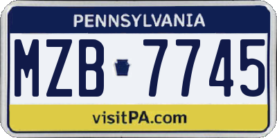 PA license plate MZB7745