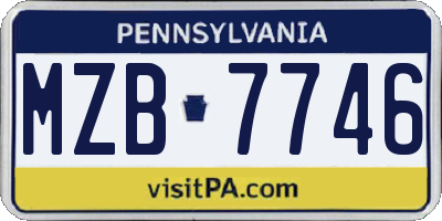 PA license plate MZB7746