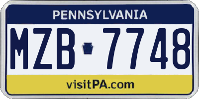 PA license plate MZB7748