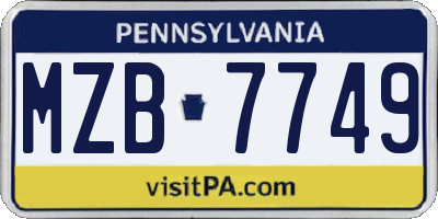 PA license plate MZB7749