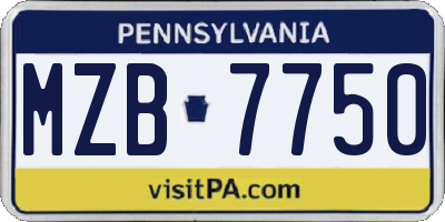 PA license plate MZB7750