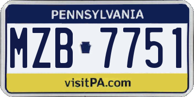 PA license plate MZB7751