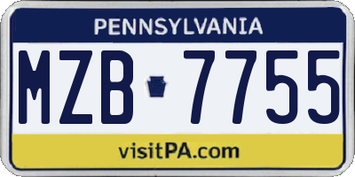 PA license plate MZB7755
