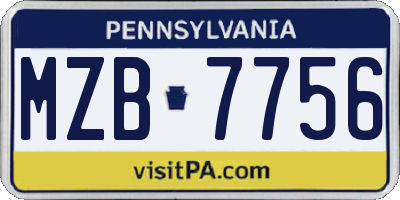 PA license plate MZB7756