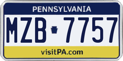 PA license plate MZB7757
