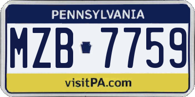 PA license plate MZB7759