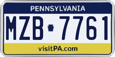 PA license plate MZB7761