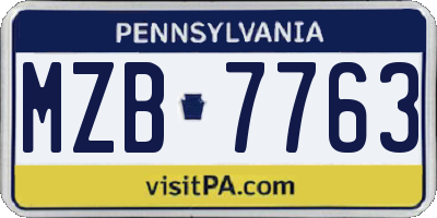 PA license plate MZB7763