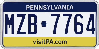 PA license plate MZB7764