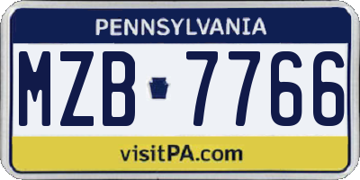 PA license plate MZB7766