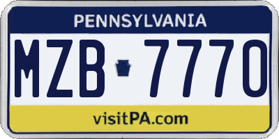 PA license plate MZB7770