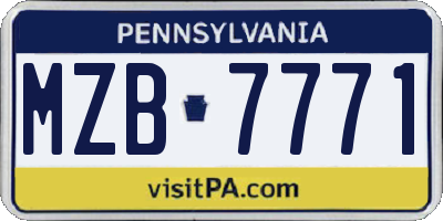 PA license plate MZB7771