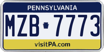 PA license plate MZB7773