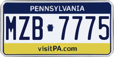 PA license plate MZB7775