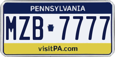 PA license plate MZB7777