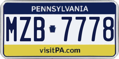 PA license plate MZB7778