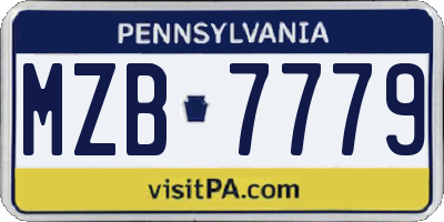 PA license plate MZB7779