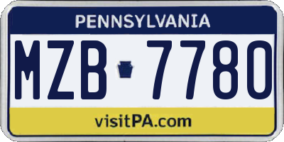 PA license plate MZB7780