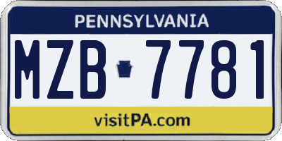 PA license plate MZB7781