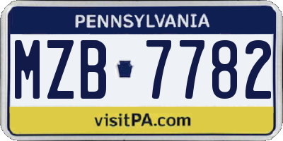 PA license plate MZB7782