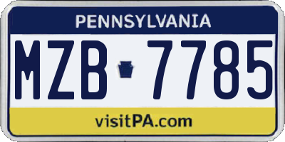 PA license plate MZB7785