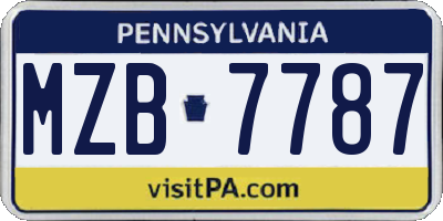 PA license plate MZB7787