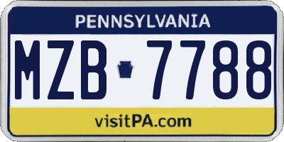 PA license plate MZB7788