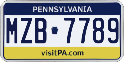 PA license plate MZB7789