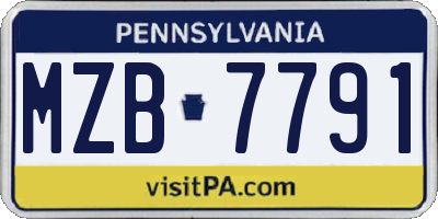 PA license plate MZB7791