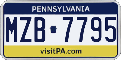 PA license plate MZB7795