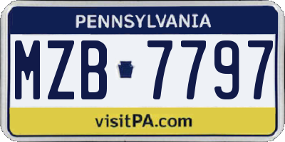 PA license plate MZB7797