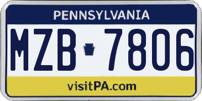 PA license plate MZB7806