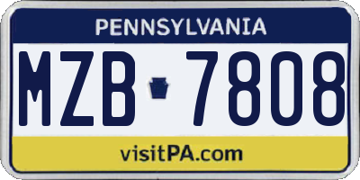 PA license plate MZB7808