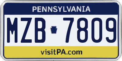 PA license plate MZB7809