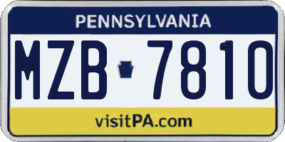 PA license plate MZB7810