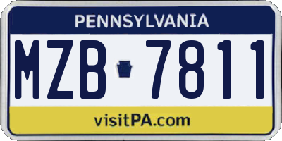 PA license plate MZB7811