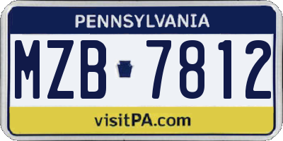 PA license plate MZB7812