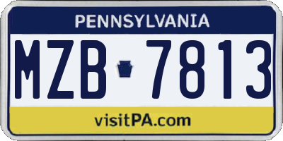 PA license plate MZB7813