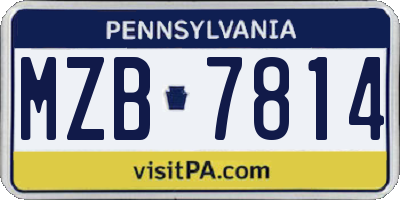 PA license plate MZB7814