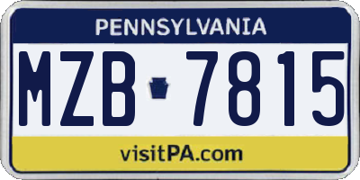 PA license plate MZB7815