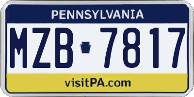 PA license plate MZB7817