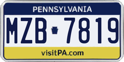PA license plate MZB7819