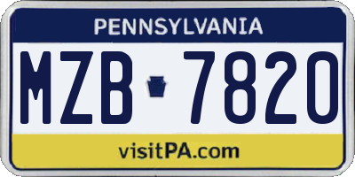 PA license plate MZB7820
