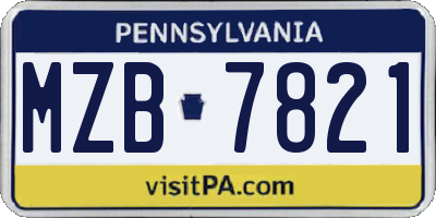 PA license plate MZB7821