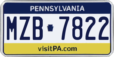 PA license plate MZB7822